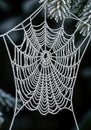 Macro Photography of Frozen Spider Web with Delicate Ice Crystals Creating Geometric Web Pattern Royalty Free Stock Photo
