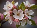 Macro photography highlighting the delicate beauty of apple blossoms