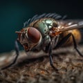 Macro photography of a house fly closeup view