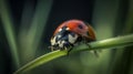 Macro Photography Of A Ladybug On A Single Blade Of Grass