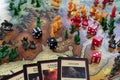 Macro photography of lord of the rings risk strategy board game with cards and dice