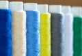 macro photography of multi-colored skeins of thread for sewing Royalty Free Stock Photo