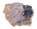 black Goethite in rough Limonite stone on white Royalty Free Stock Photo