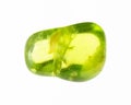 polished olivine ( peridot) gem on white Royalty Free Stock Photo