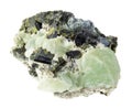 Prehnite rough stones in Epidote matrix on white Royalty Free Stock Photo