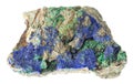 raw Azurite and Malachite on stone on white Royalty Free Stock Photo