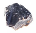 raw black flint stone on white