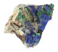 rough Azurite and Malachite on stone on white Royalty Free Stock Photo