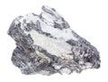 rough Bismuthinite (ore for bismuth) on white