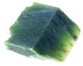 slab of green Nephrite stone on white