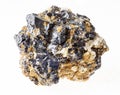 sphalerite and galena ore on rough stone on white Royalty Free Stock Photo