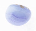 tumbled blue lace agate (sapphirine) gem on white Royalty Free Stock Photo