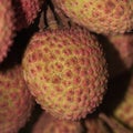 A macro photography of some lychees isolated on white background as package design