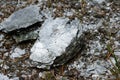 Macro photography of unprocessed pieces of mica minerals in a natural deposit