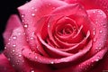 Macro photography of a vibrant pink rose petal with dewdrops Royalty Free Stock Photo
