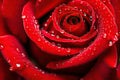 Macro photography of a vibrant red rose petal with dewdrops Royalty Free Stock Photo