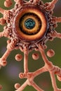 Macro photography of virus or microscopic tissue, with vivid colors