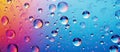 Macro photography of water drops on window with rainbow background Royalty Free Stock Photo