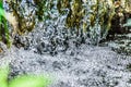 Macro Photography of Water Splashing. Close Up View of Water Drops of a Waterfall in Plitvice Lakes National Park, Croatia Royalty Free Stock Photo
