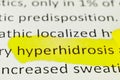 Macro photography of the word hyperhidrosis