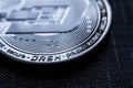 Macro physical Coin cryptocurrency Dash on black Royalty Free Stock Photo