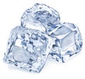 Macro picture of three ice cubes. Clipping path. Royalty Free Stock Photo