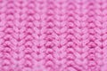 Macro of pink woolen pattern, close up Royalty Free Stock Photo
