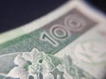 Macro PLN Polish 100 zloty banknotes background. One hundred zloty banknotes. Royalty Free Stock Photo