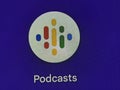 Macro of podcasts app on smartphone display