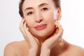 Macro Portrait Elderly Woman Face . Spa and Skin Care. Collagen and Plastic Surgery. Anti aging and Body Care Concept. Royalty Free Stock Photo
