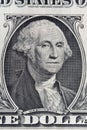 Macro Portrait of first USA president George Washington on one dollar bill.... Royalty Free Stock Photo