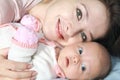 Macro portrait of mother and baby Royalty Free Stock Photo