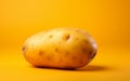 Macro Potato Studio Shot on a Solid Yellow Background, Generative by Ai