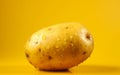 Macro Potato Studio Shot on a Solid Yellow Background, Generative by Ai