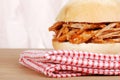 Macro pulled pork sandwich Royalty Free Stock Photo