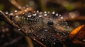 macro of raindrops on spider web Royalty Free Stock Photo