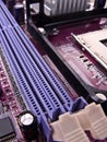 Macro of the Ram memory slots Royalty Free Stock Photo