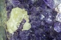 Macro raw mineral amethyst stone with calcite - detail