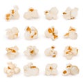 Macro realistic popcorn isolated vector set Royalty Free Stock Photo