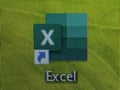 Macro of microsoft office excel icon on laptop display Royalty Free Stock Photo