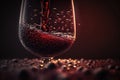Macro red wine on black background, abstract splashing. AI Generation Royalty Free Stock Photo