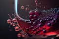 Macro red wine on black background, abstract splashing. AI Generation Royalty Free Stock Photo