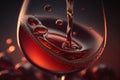Macro red wine on black background, abstract splashing. AI Generation Royalty Free Stock Photo