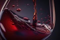 Macro red wine on black background, abstract splashing. AI Generation Royalty Free Stock Photo