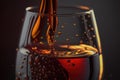 Macro red wine on black background, abstract splashing. AI Generation Royalty Free Stock Photo