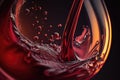 Macro red wine on black background, abstract splashing. AI Generation Royalty Free Stock Photo