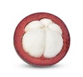 Macro of ripe mangosteen isolated on white background