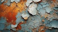 Macro of rusting metal with a peeling paint texture
