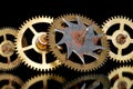 Macro of rusty old clock gears Royalty Free Stock Photo