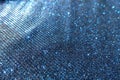 Macro of shiny blue lurex fabric Royalty Free Stock Photo